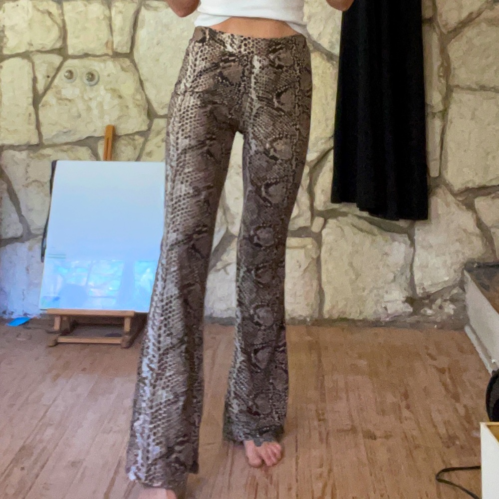 Stretchy flare snake skin pants